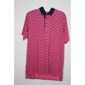 Greyson Clothiers Mens Pink Bird Print Golf‎ Polo Shirt Size Medium Trophy Logo